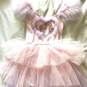 Barbie pink & light purple tulle dress size 8-9 girls.
